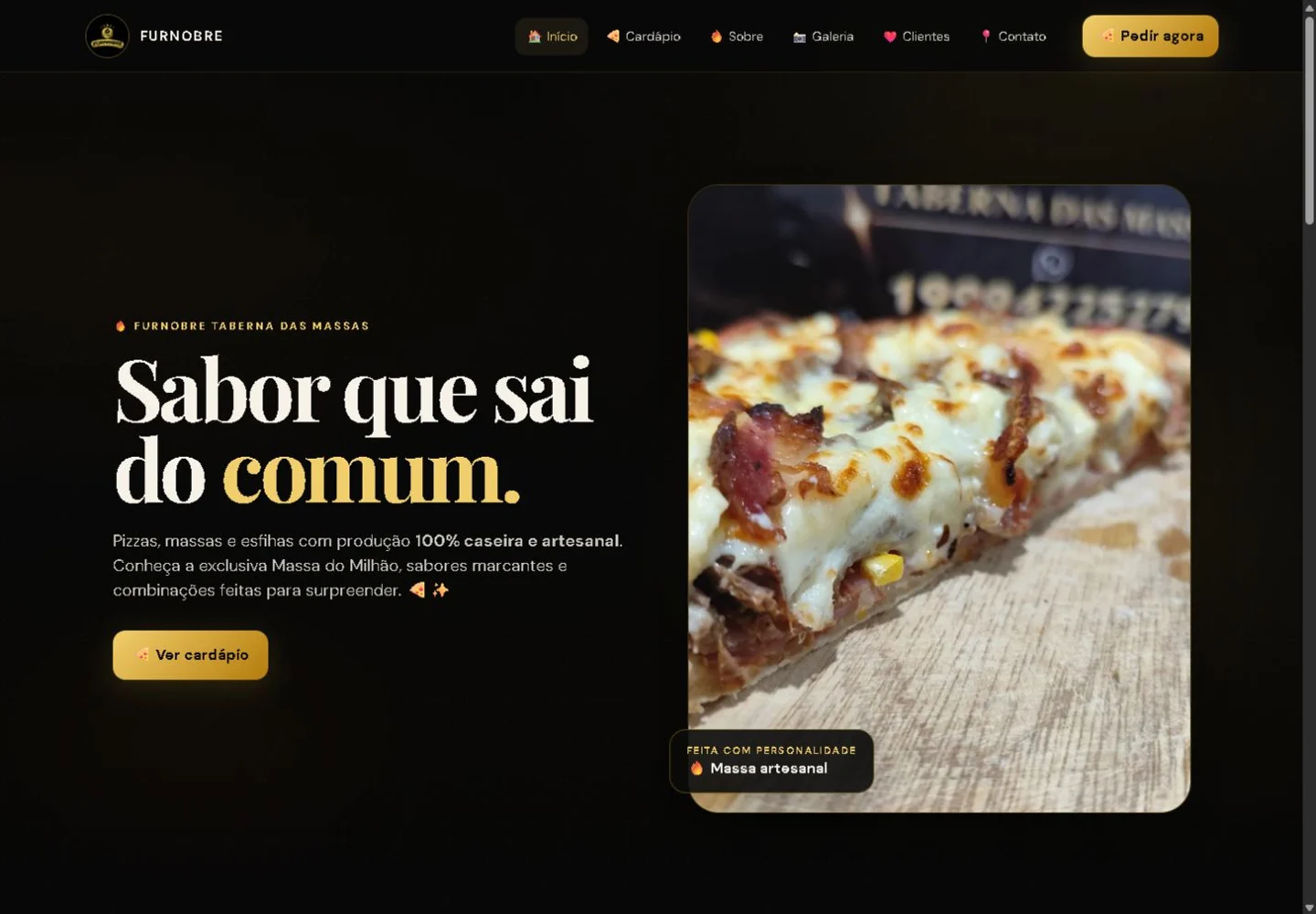 Homepage do site publicado de Furnobre