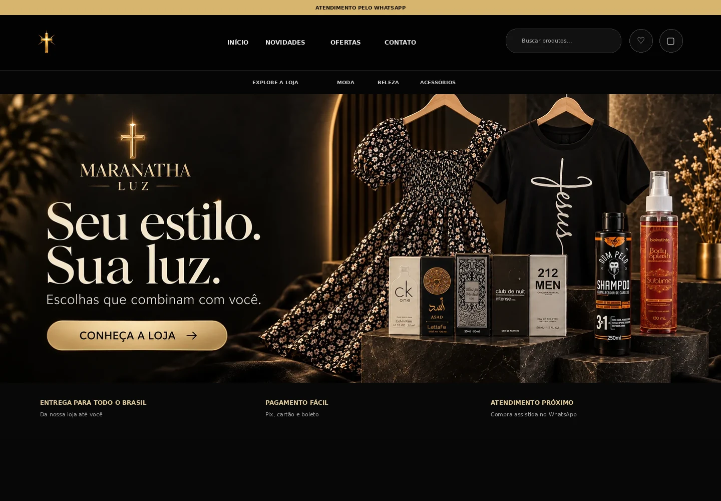 Homepage do site publicado da Maranatha Luz