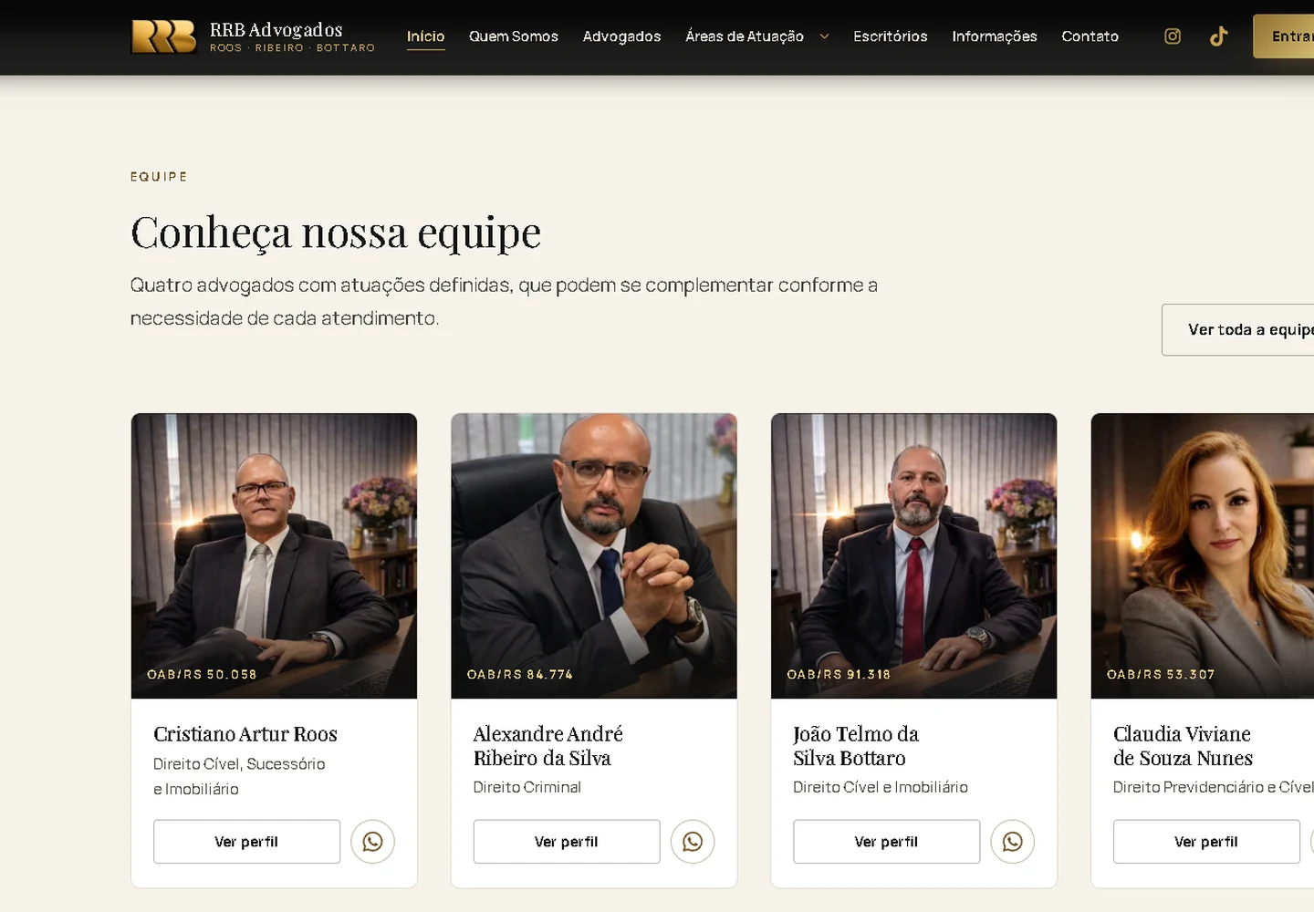 Captura do site publicado do RRB Advogados