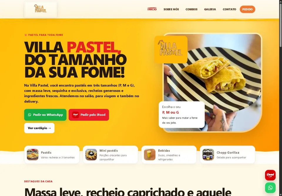 Página inicial do site Villa Pastel, criado pela Nuvzora